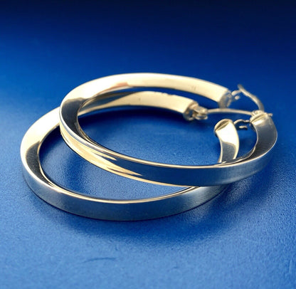 Designer AK Turkey Sterling Silver 925 Polished 3D Statement Hoop Earrings