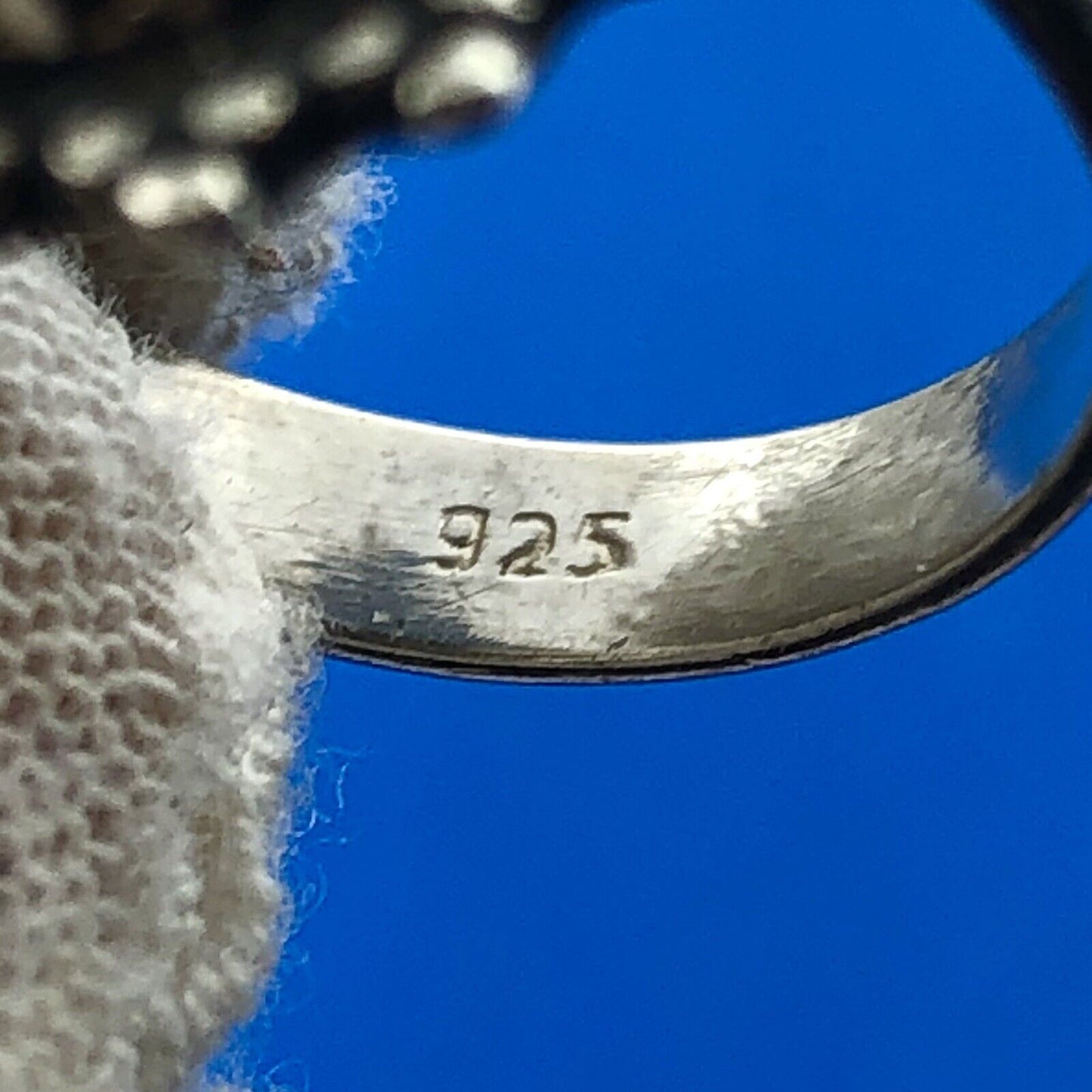 Vintage 925 Sterling Silver Oval Enamel Mosaic Jasper Inlay Statement Ring