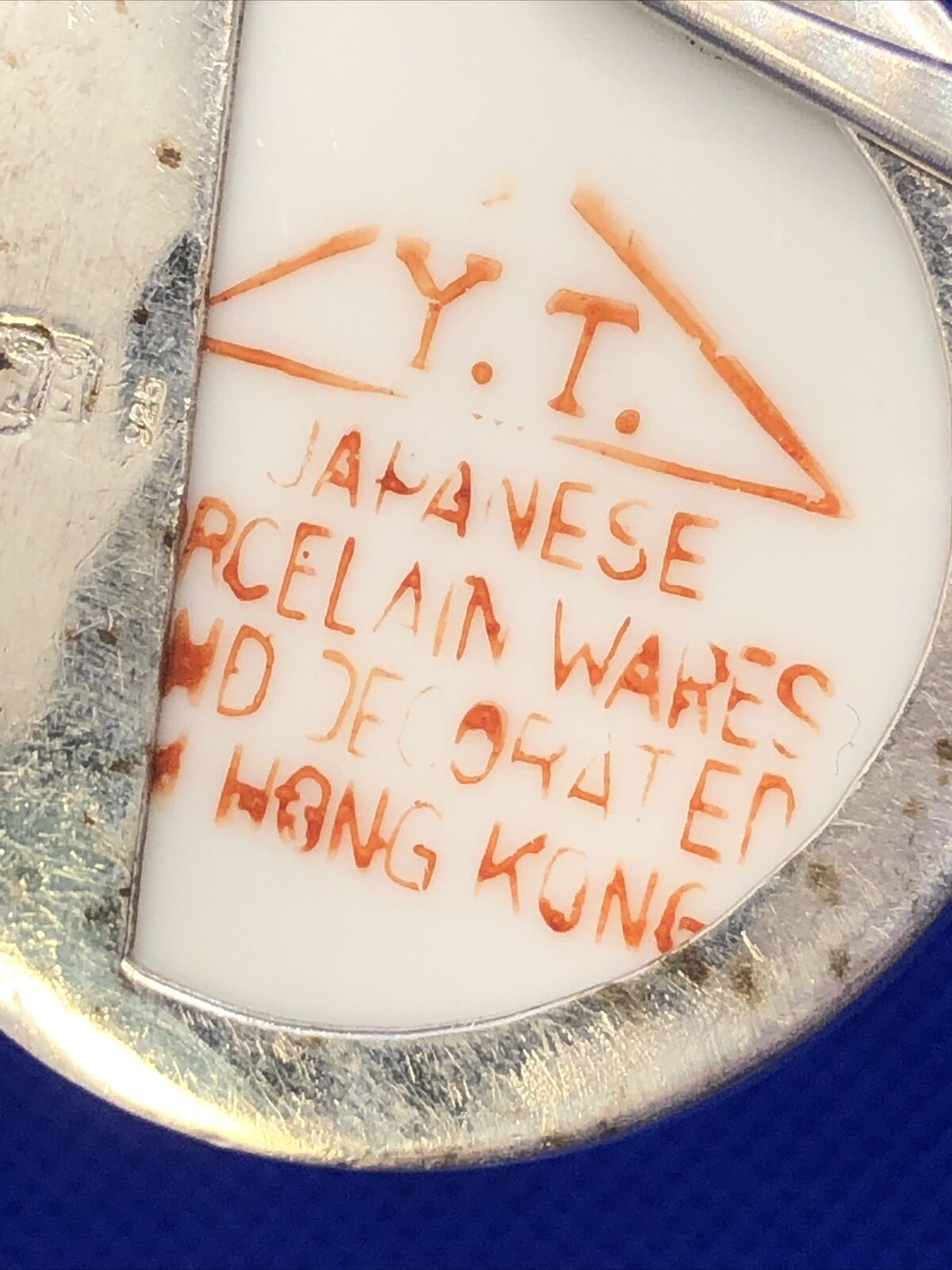 Designer Japanese 925 Sterling Silver Round Porcelain Hand Painted Pendant