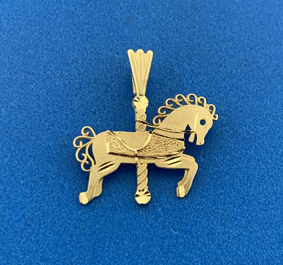 1989 Michael Anthony Ma 14K Yellow Gold Carousel Merry Go Round Horse Pendant