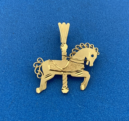 1989 Michael Anthony Ma 14K Yellow Gold Carousel Merry Go Round Horse Pendant