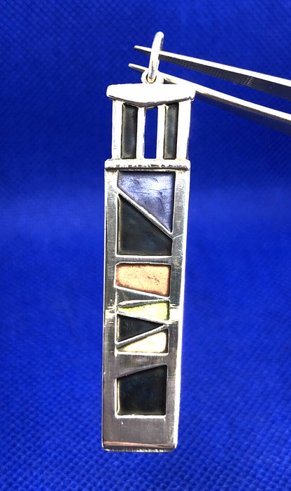 Artist Carly Wright 925 Sterling Silver Multi-Color Enamel Pendant