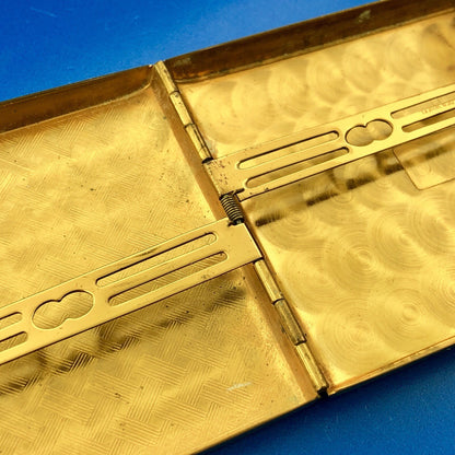 1948 Golden Wheel Gold Tone Basket Weave Etched Cigarette Business Card Case