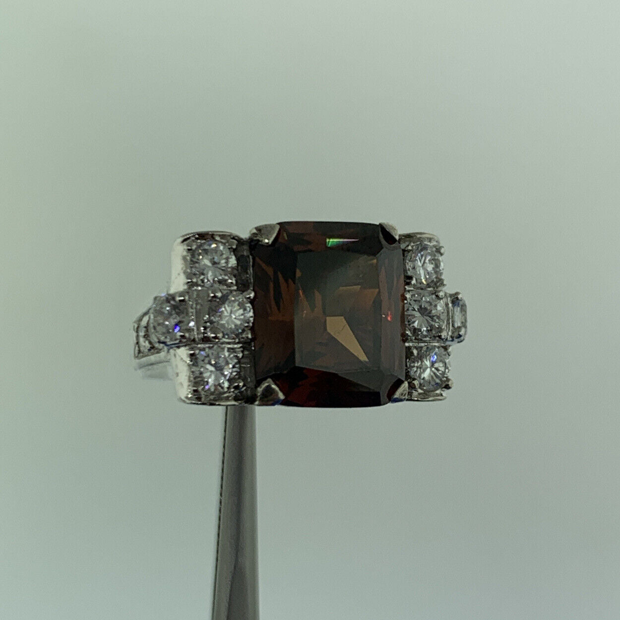 Joseph Esposito QVC 925 Sterling Silver Garnet Diamonique CZ Statement Ring