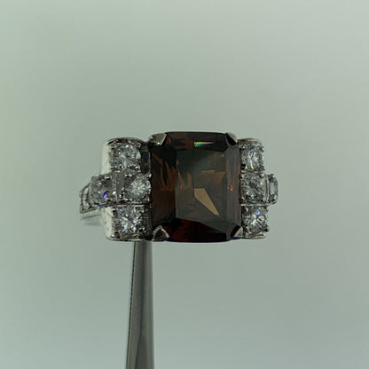 Joseph Esposito QVC 925 Sterling Silver Garnet Diamonique CZ Statement Ring