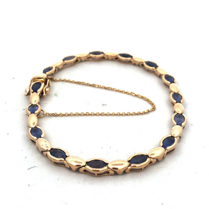 Designer MQ 14K Yellow Gold Oval Tanzanite Tennis Bracelet