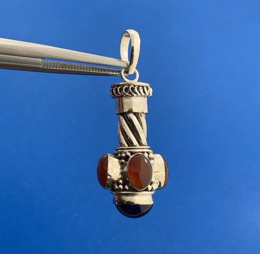 Designer 925 Sterling Silver Amethyst Carnelian Cabochon Drop Dangle Pendant