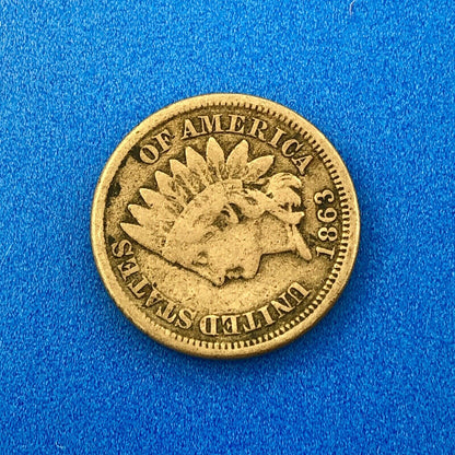 1863 Indian Head One Cent Penny Type 2 Copper Nickel Better Philadelphia Coin
