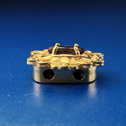Designer 14K Yellow Gold Amethyst Solitaire Oval Scroll Slide Charm For Bracelet