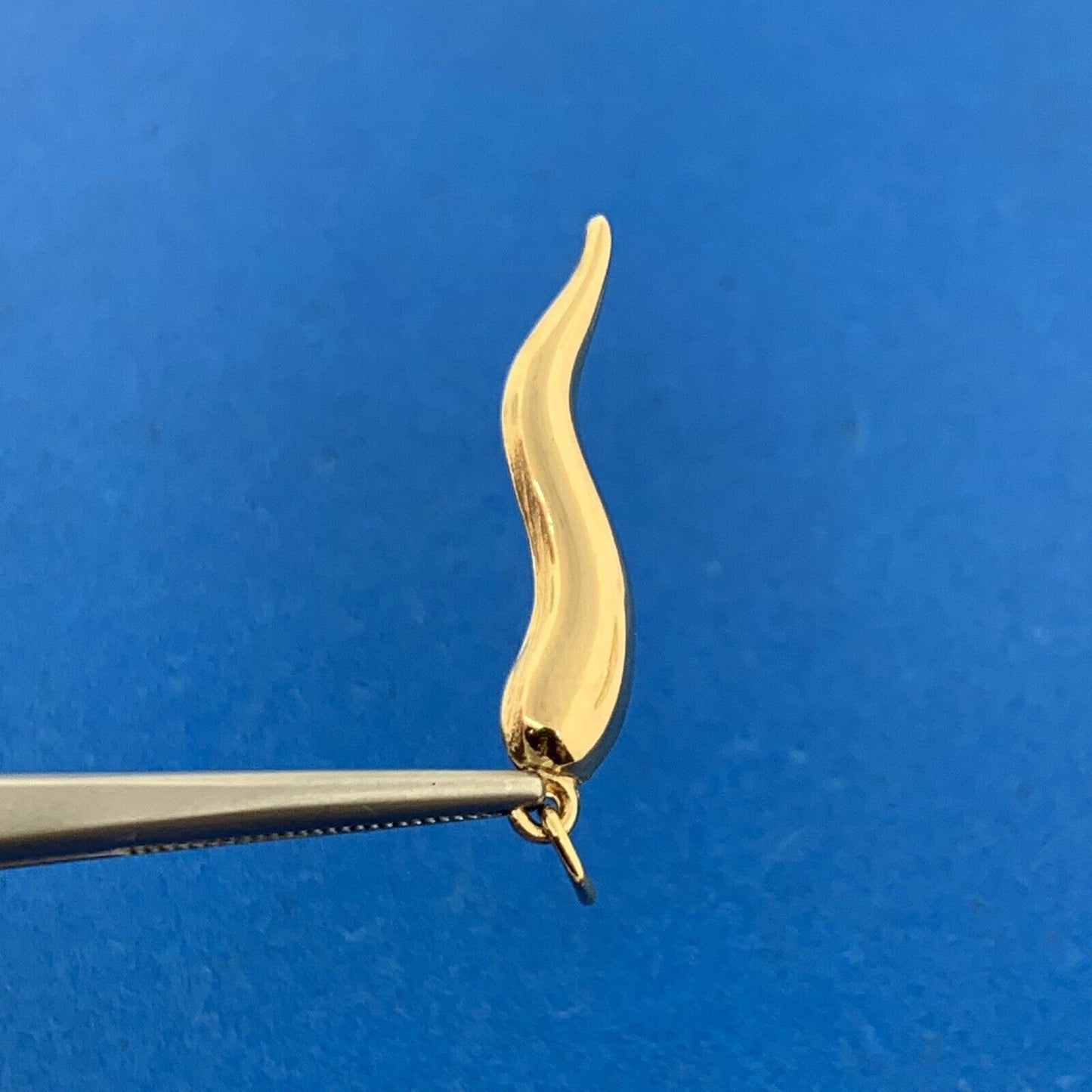 Designer 14K Yellow Gold Italian Horn Good Luck Pendant