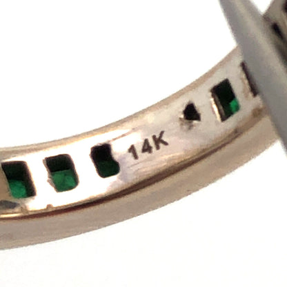 Designer 14K White Gold Princess Channel Set Emerald Eternity Band Ring