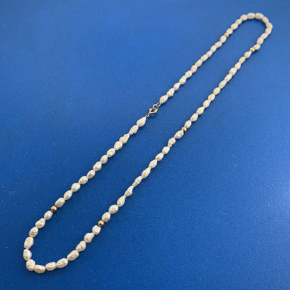 Estate 14K Yellow Gold Baroque Pearl Gold Bead Necklace