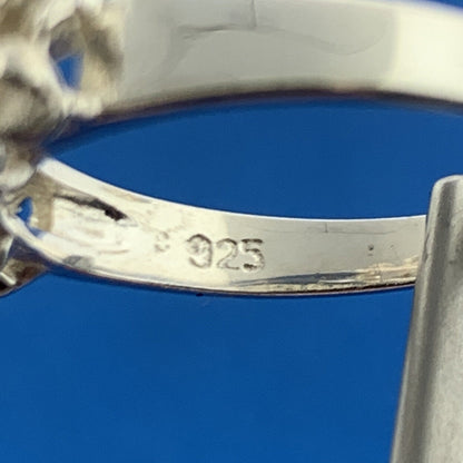 Lovely 925 Sterling Silver Cubic Zirconia CZ Daisy Floral Trio Cocktail Ring