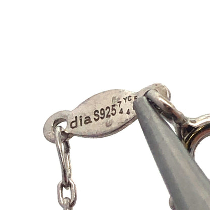 Designer Memoire 925 Sterling Silver Round Diamond Modernist Oval Necklace