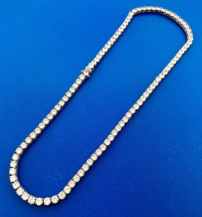 Glamorous Designer Sterling Silver Cubic Zirconia CZ Statement Tennis Necklace