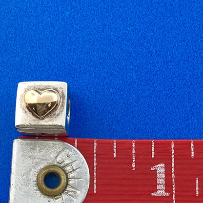 Authentic PANDORA Sterling Silver 14K Yellow Gold 790200 I Love You Cube Charm
