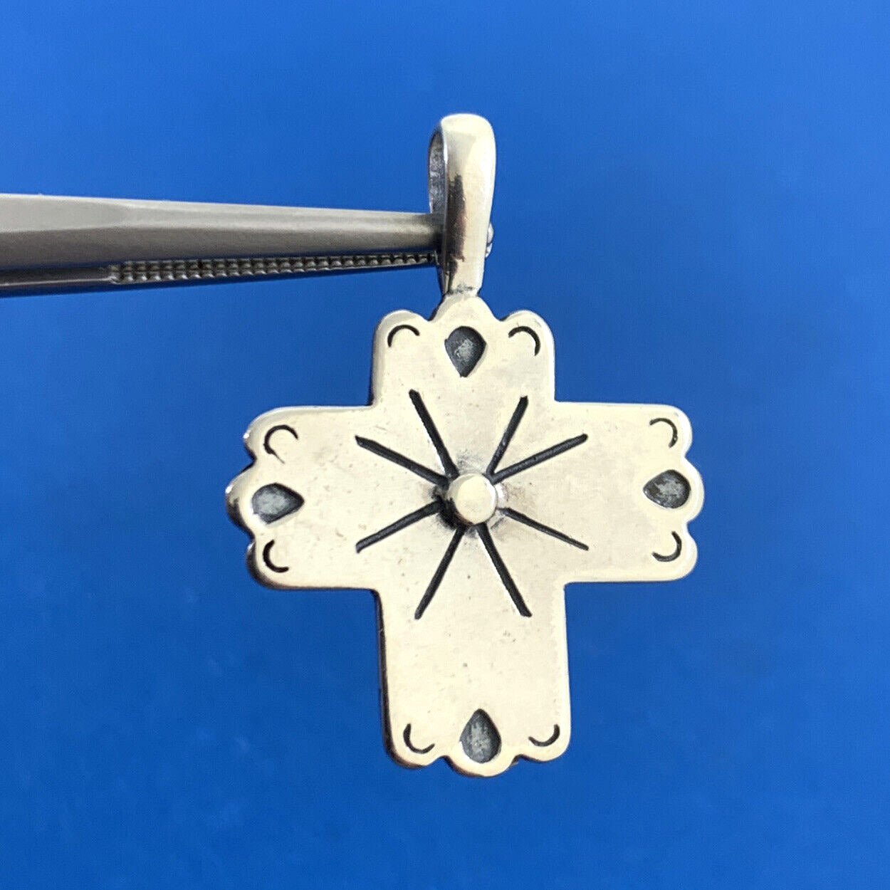 Designer Clyde Duneier CDI 925 Sterling Silver Concho Cross Drop Dangle Pendant