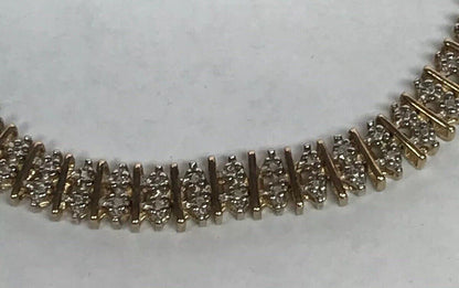 Vintage Sterling Silver 925 Vermeil Diamond Illusion Link Tennis Bracelet S184