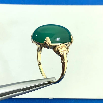 Designer Oval Green Tourmaline 10K Yellow Gold Statement Cocktail Ring