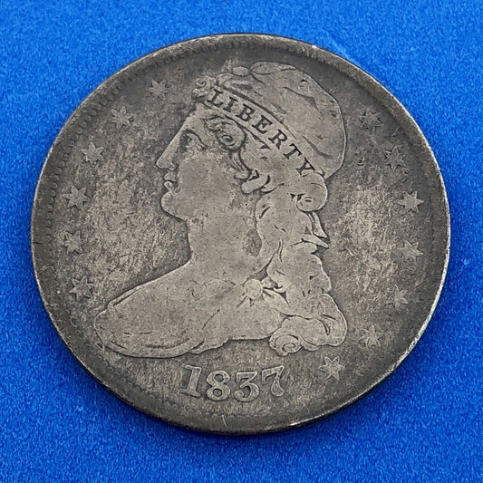 1837 P Capped Bust Reeded Edge Silver Half Dollar 50 Cents Two Year Type Coin