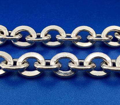 Designer 925 Sterling Silver Flat Circle Link Statement Fashion Charm Bracelet