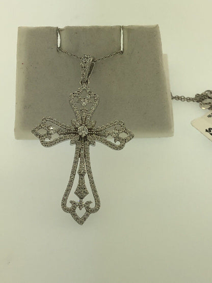 Jacmel Mauitius JCM Sterling Silver 925 Cubic Zirconia Statement Cross Necklace