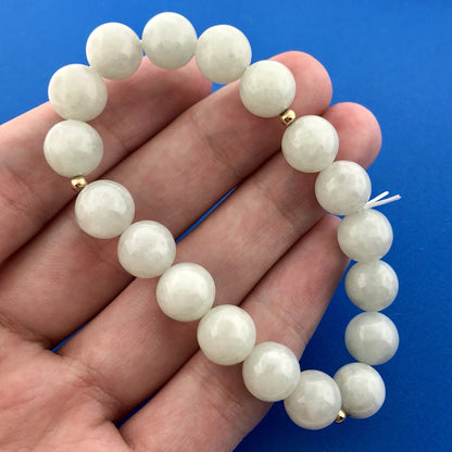 Vintage Sterling Silver 925 Jade Jadeite Ball Bead Protection Harmony Bracelet