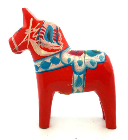 Vintage Swedish Akta Dala Hemslojd Hand Painted Red Horse Wooden Toy Figurine