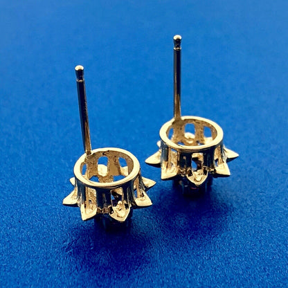 Retro 14K Yellow White Gold Ruby Starburst July Anniversary Stud Earrings