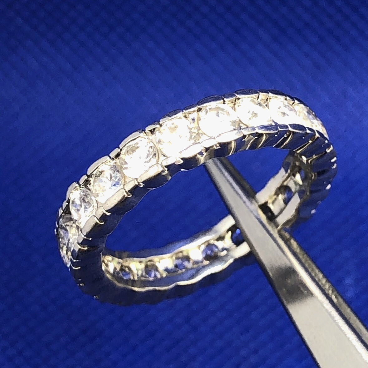 Cubic Zirconia 925 Sterling Silver Eternity Wedding Anniversary Band Ring