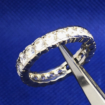 Cubic Zirconia 925 Sterling Silver Eternity Wedding Anniversary Band Ring