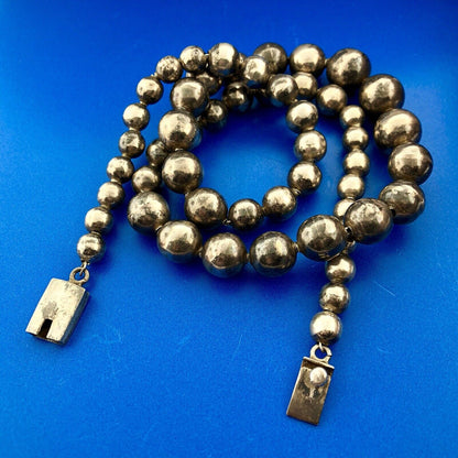Vintage Taxco IC-05 Sterling Silver Chain Strung Graduated Silver Bead Necklace