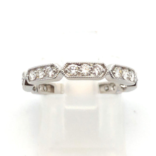 14K White Gold Diamond Wedding Anniversary Eternity Band Ring