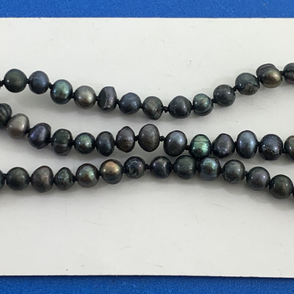 Designer USA Black Pearl Beaded Knotted 3-Strand 950 Silver Bracelet