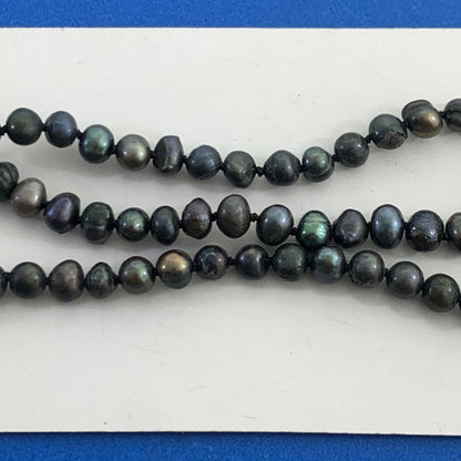 Designer USA Black Pearl Beaded Knotted 3-Strand 950 Silver Bracelet