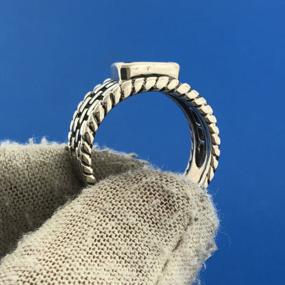 Stunning Sterling Silver 925 Faceted Amethyst Brick Cigar Band Ring Size 8