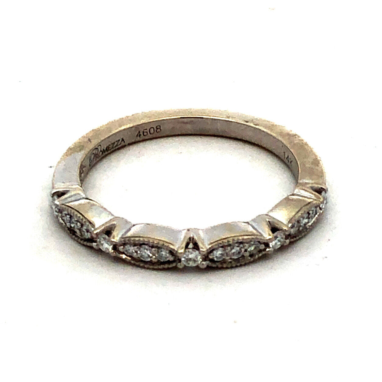 Designer Promezza 14K White Gold Round Diamond Stacking Wedding Band Ring