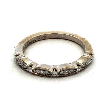Designer Promezza 14K White Gold Round Diamond Stacking Wedding Band Ring