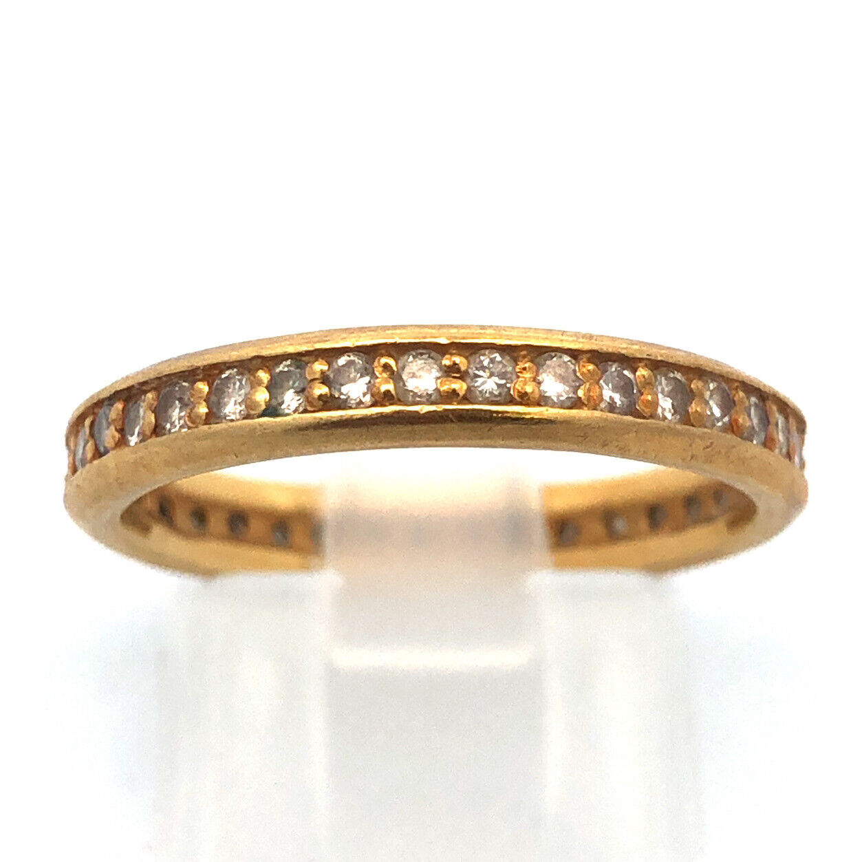 18K Yellow Gold Round Channel Set Diamond Eternity Anniversary Wedding Ring Band