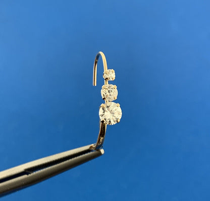 Designer 10K Yellow Gold Cubic Zirconia Petite Dangle Leverback Earrings