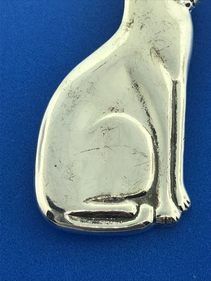 Retro 925 Sterling Silver Sitting Cat Kitten Siamese Scarf Pin Brooch Pendant