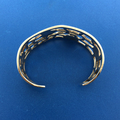 Vintage Taxco TE-01 925 Sterling Silver Turquoise Inlay Open Work Cuff Bracelet