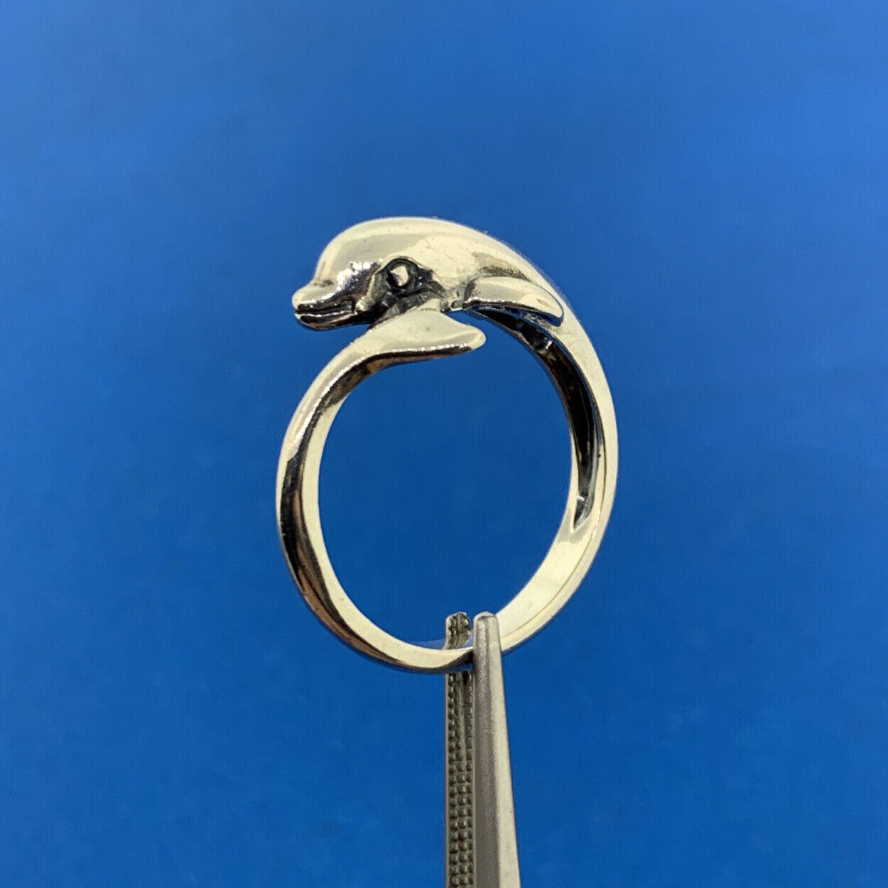 Vintage Designer KABANA Sterling Silver 925 Dolphin Ocean Fish Wrap Bypass Ring