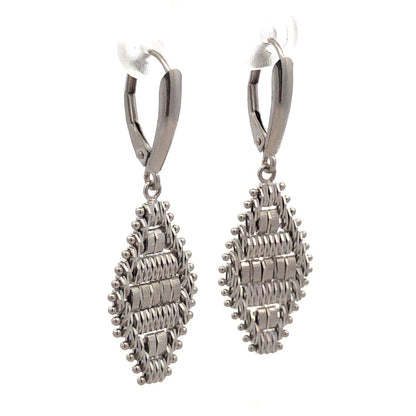 Designer IG Mexico 14K White Gold Diamond Cut Chain Drop Dangle Earrings