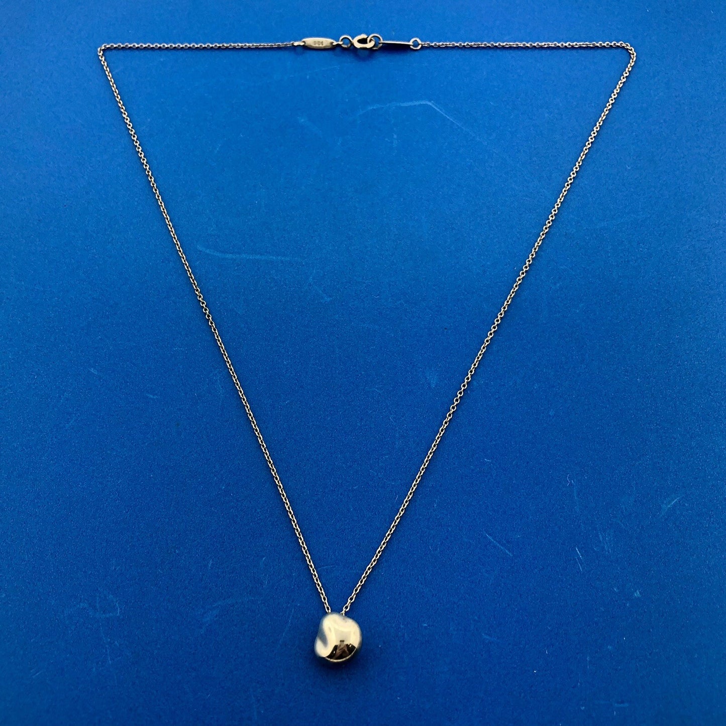 Tiffany & Co Elsa Peretti 925 Sterling Silver Nugget Bean Pendant Necklace