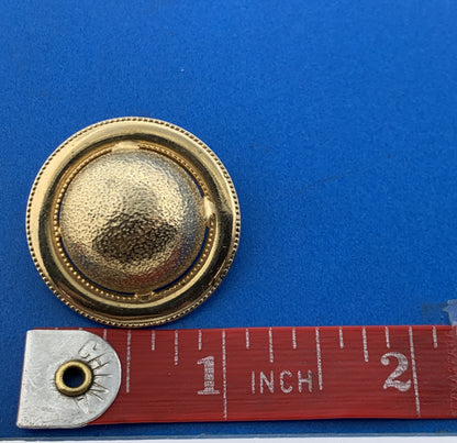 1960's CORO Gold Tone Textured Polished Abstract Dome Clip On Earrings