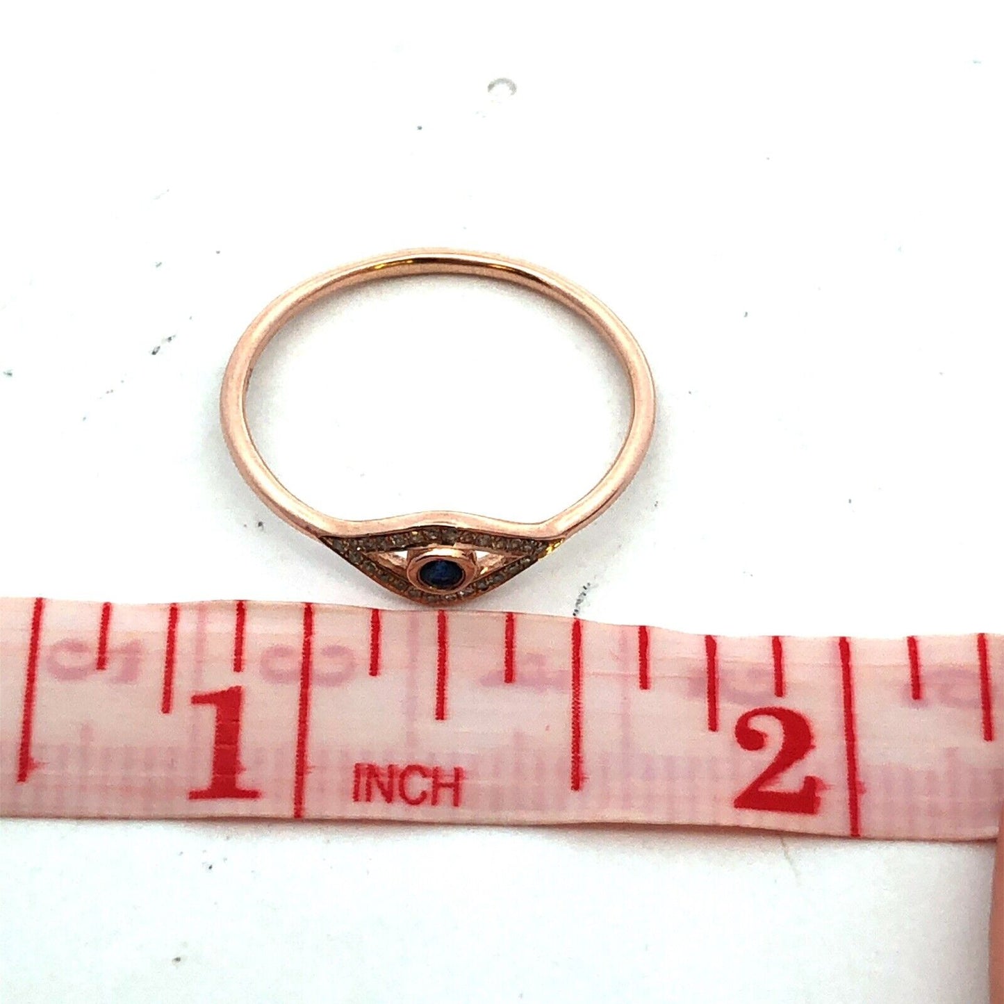 Designer 14K Rose Gold Sapphire Diamond Accented Evil Eye Cocktail Ring