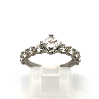 Estate 950 Platinum Princess Square Diamond Engagement Wedding Ring