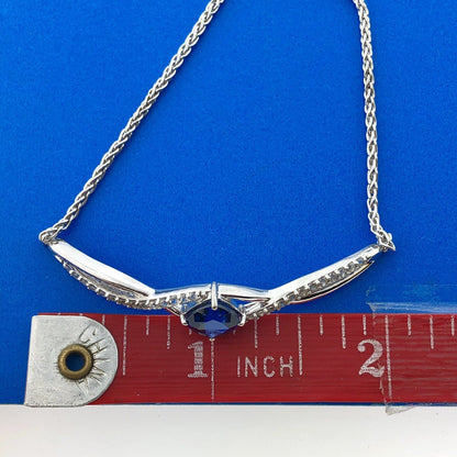 Stunning Sterling Silver 925 Cushion Blue Sapphire Lariat Bracelet