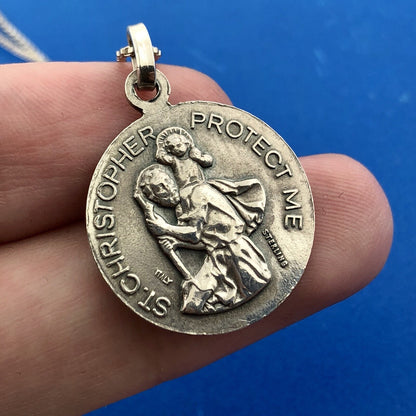 Designer FAS Italy Sterling Silver St Christopher Girl Soccer Pendant Necklace